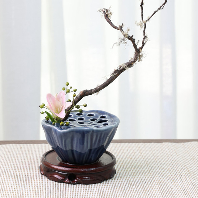 Japanese Style Ikebana Holder Ceramic Lotus Shape Ikebana Flower  Arrangement Vase Tea Table Zen Kenzan Flower Art Fixed Tool - AliExpress